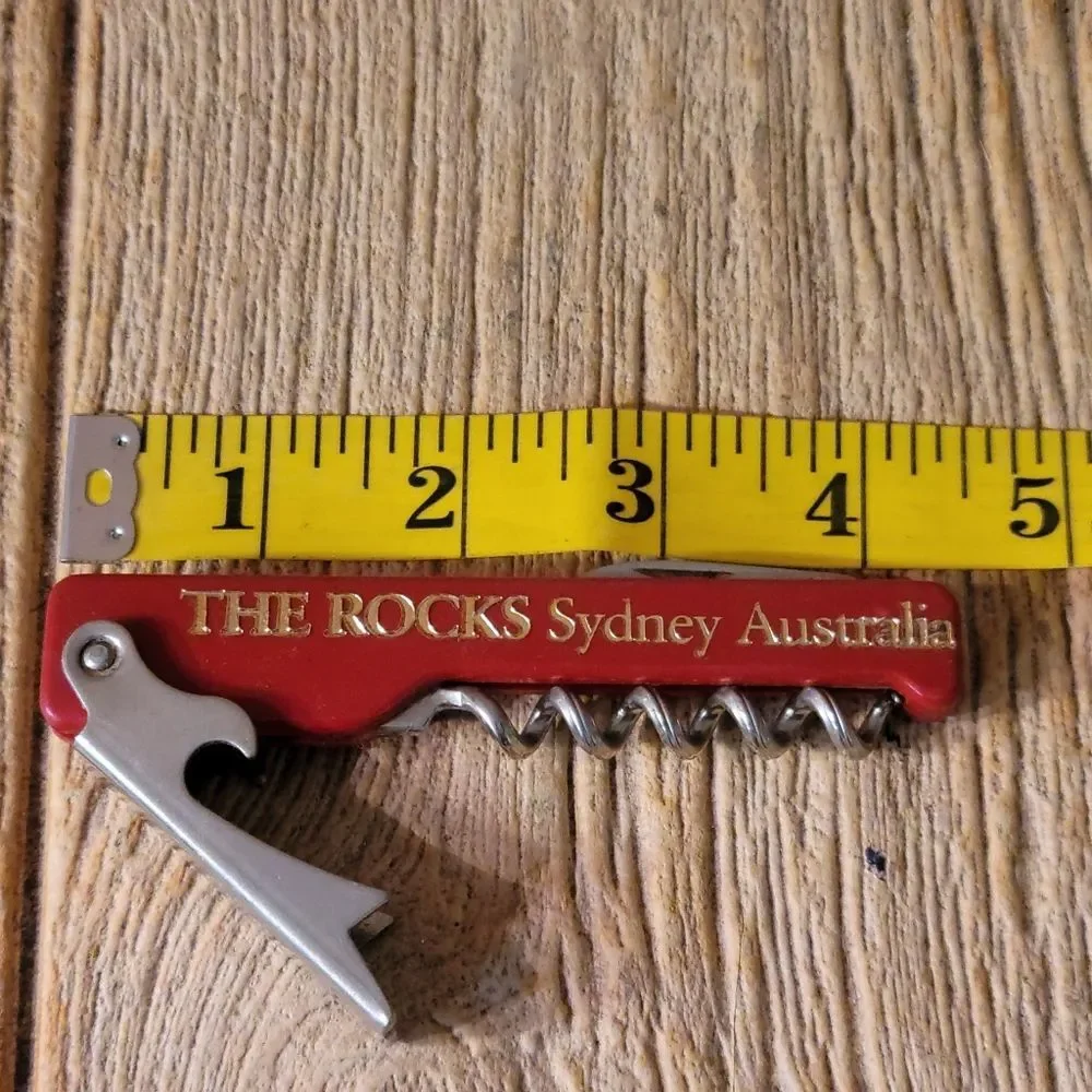 The Rocks, Sydney Australia Red Can  Opener, Cork Screw Knife ALL IN ONE